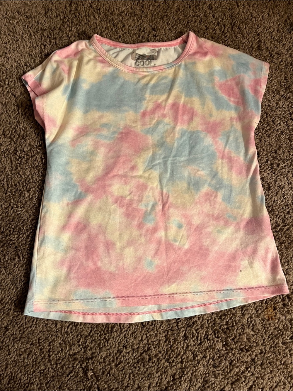 Kids Tie-Dye Short Sleeve Tee in Pink, Blue & Cream